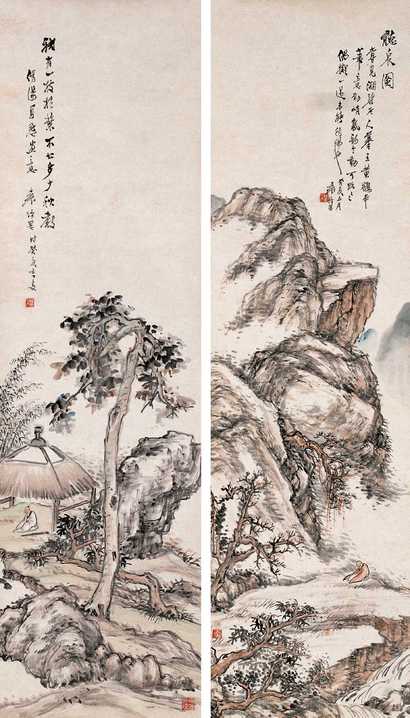 袁培基 癸亥（1923年）作 山水（二张） 单片